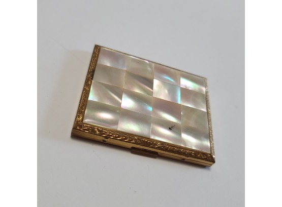 Vintage Mother Of Pearl Inlay USA Makeup Compact