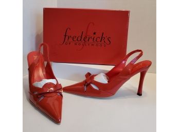 For Your Naughty Side! Vintage NIB Frederick's Of Hollywood Red Patent Slingbacks