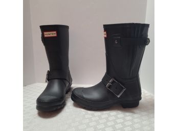 HUNTER WELLIES I LOVE MINE Black Boots Size US 5