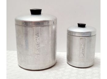 1960s Aluminum Sugar And Tea Canisters