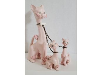 You Had Me At Pink Pussycats! Vintage 50s Ceramic Cat Trio