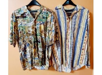 2 Vintage Funky Men's Large Shirts Incl Reyn Spooner Hawaiin Traditionals