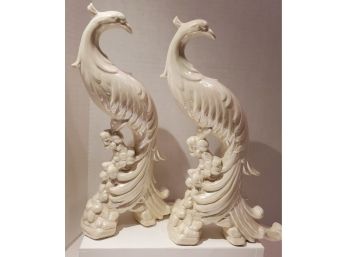OH MY GAWD! DROOLING! Vintage MCM Lusterware Peacock Statues SHIPPING EXTRA