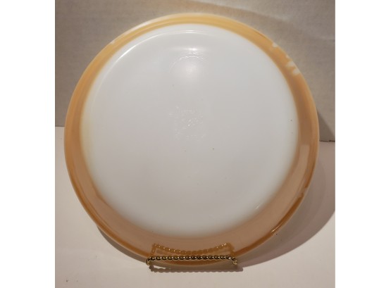 Vintage Fire King Copper Tint Peach Luster Milk Glass Pie Plate