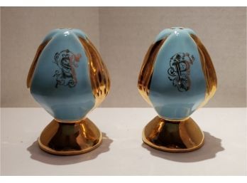 Some More Blue! Beautiful MCM Porcelain Salt And Pepper Shakers
