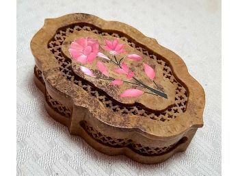 Stone Carved Floral Inlay Indian Trinket Box
