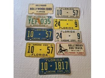 Vintage Florida License Plates Incl Hollywood Dog Track