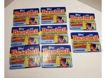 Lot Of 8 Packs 1989 Topps Baseball Yearbook Stickers