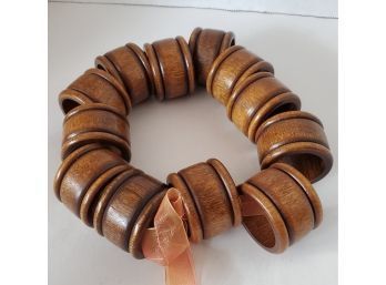 Set Of 12 Vintage MCM Wooden Napkin Rings Excellent Condition