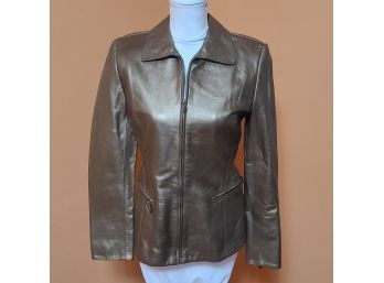 90s Wathne Ladies Fitted Gold Leather Jacket 325 Bucks Back Then!