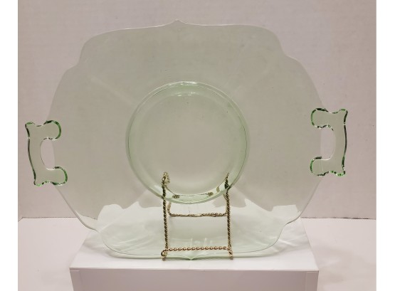 Lovely Vintage Depression Glass Serving Platter Excellent Condition