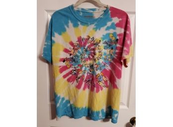 Vintage Nickelodeon Character Collage Tie Dye Tee Shirt Size Lg Good Condition
