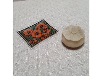 Perfect For Your Vintage Vanity! Trinket Tray And Stone Trinket Box