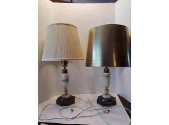 Vintage Onyx And Brass Lamps