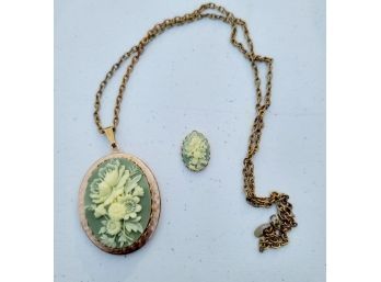 Delicately Carved Cameo Pendants Including Locket