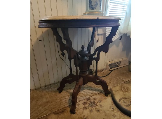 Vintage Wood Marble Topped Table