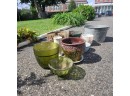 Vintage Aluminum Bucket And Glass Planters And More