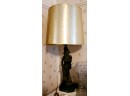 2 Metal Look Vintage Ceramic Figural Lamps