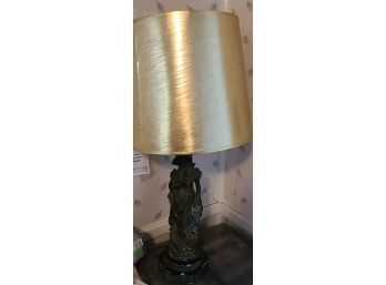 2 Metal Look Vintage Ceramic Figural Lamps