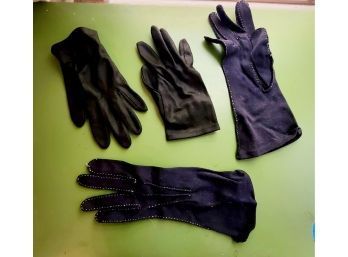 Black And Navy 1950s Ladies Gloves