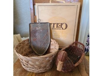 Wine Box And Vintage Goodies Including Duck Basket