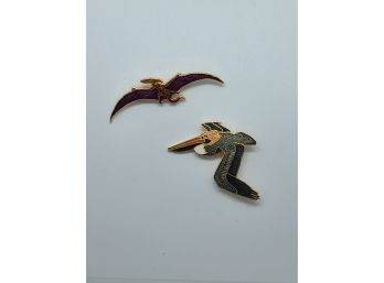 Vintage 89 & 91 WM Spear Enamel Pins Pterodactyl & Pelican