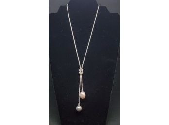 Sterling Silver And Pearl Bolero Style Necklace
