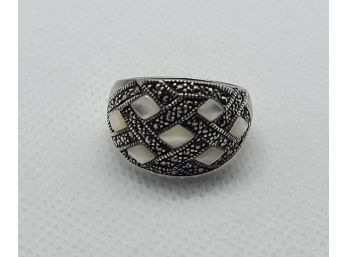 Sterling Silver & Marcasite Ring Size 6.5