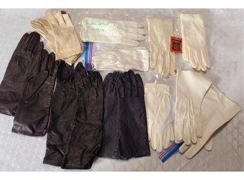 10 Pairs Leather & Faux Leather Vintage Ladies Gloves