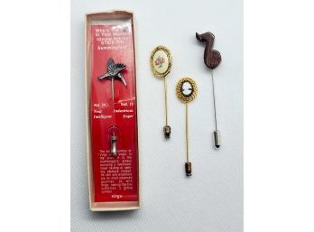 4 Vintage Stick Lapel Pins