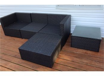 Outdoor Sectional Furniture Including Glass Topped Table