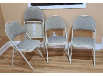 Set Of Four Like New Fancy Samsonite Folding Padded Chairs