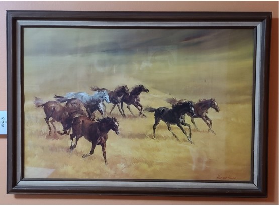 WOAH NELLY Vintage Framed Harlan Young Horses Print