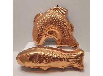 One Fish, Two Fish Vintage Copper And Brass Molds Excellent Condition