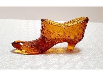Vintage Thick Amber Glass Shoe