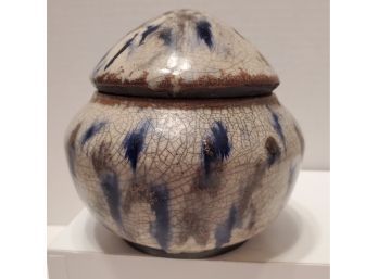 Unique Vintage Signed Hand Glazed Art Pottery Bowl With Lid