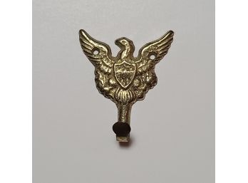 Small Heavy Brass Eagle Wall Hook Signed