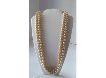 Princess Grace Would Approve Vintage Double Strand Faux Pearl Necklace Beautiful Clasp