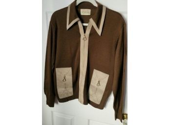 Lest We Forget About The Gents Vintage 70s Browning Fifth Ave Wool And Leather Cardigan