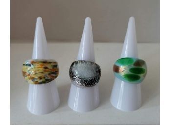 Vintage Glass Rings Excellent Condition Sizes 7- 71/2