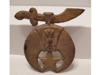Vintage Antioch Schriners Cast Iron Crescent And Scimitar Casting Emblem