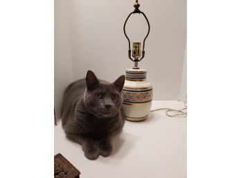 Just Add A Shade Not A Cat Beautiful MCM Porcelain Lamp