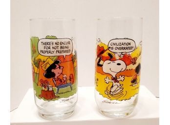 Pair Of Vintage 1983 McDonald's Camp Snoopy Glasses
