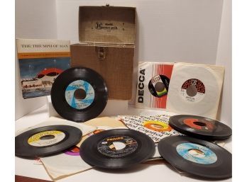 Vintage 45 Records And Record Case