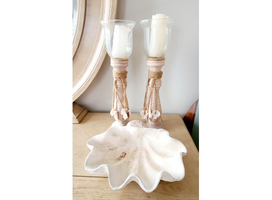 Seashell Themed  Candleholder And Shell Ceramic