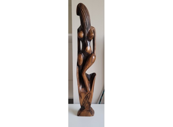 Amazing Hand Carved Solid Wood Nude Figure 23inH