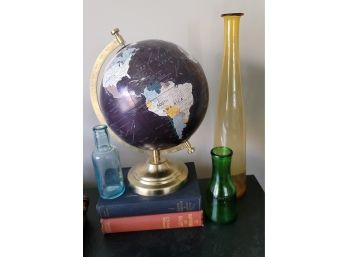 Home Decor Glass Vases, Globe And Books