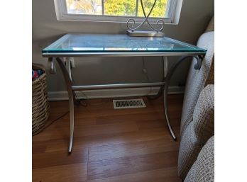 Gorgeous Heavyweight Metal And Glass End Table