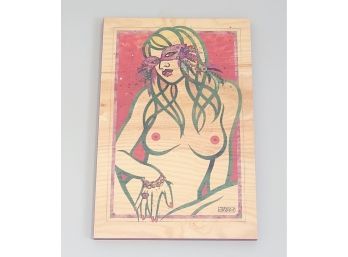 Handmade Female Erotic Art On Wood 8x10