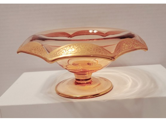 Oohh So Pretty! Vintage 40s Tiffin Franciscan Rambler Rose Pink Depression Glass Pedestal Dish
